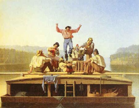 George Caleb Bingham The Jolly Flatboatmen Norge oil painting art